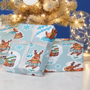 Happy Holiday Deer's & Holiday Quotes Wrapping Paper