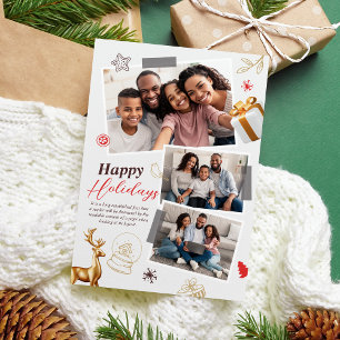 Happy Holiday Family Three Photo Collage Card