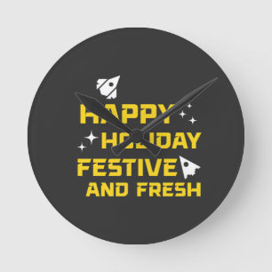 Happy Holiday, Festive and Fresh Round Clock