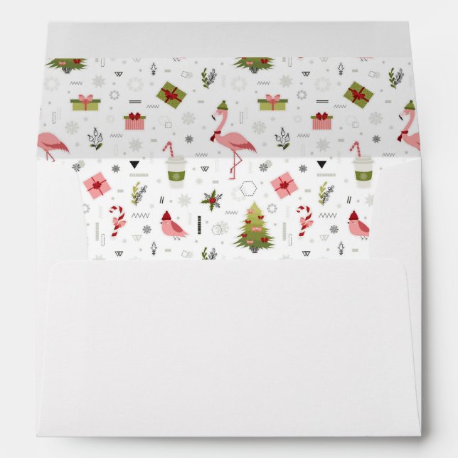 Happy Holiday Flamingo Pattern Envelope (Back (Bottom))