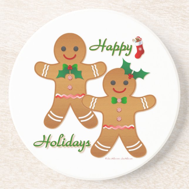 Happy Holiday Gingerbread Man Boy Girl Coaster (Front)
