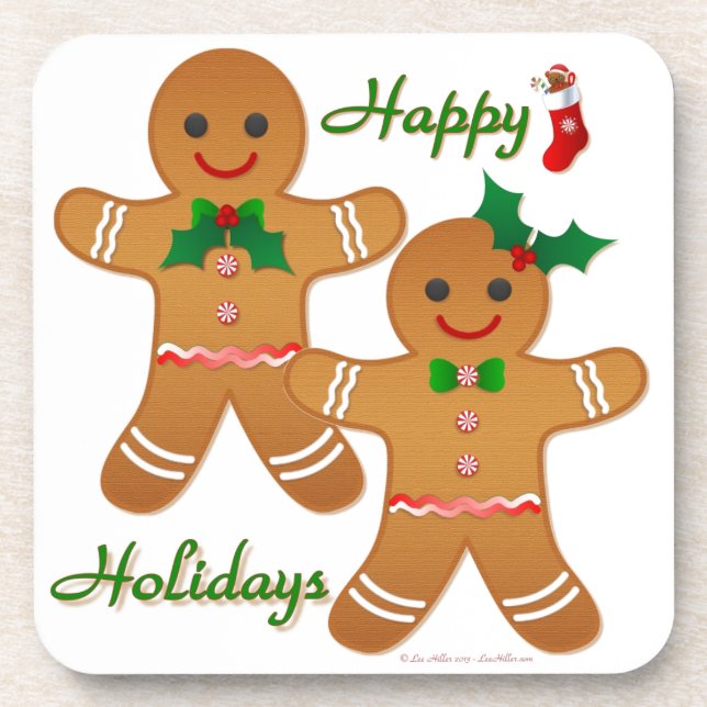 Happy Holiday Gingerbread Man Boy Girl Coaster (Front)
