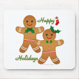 Happy Holiday Gingerbread Man Boy Girl Mouse Pad