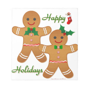 Happy Holiday Gingerbread Man Boy Girl Notepad