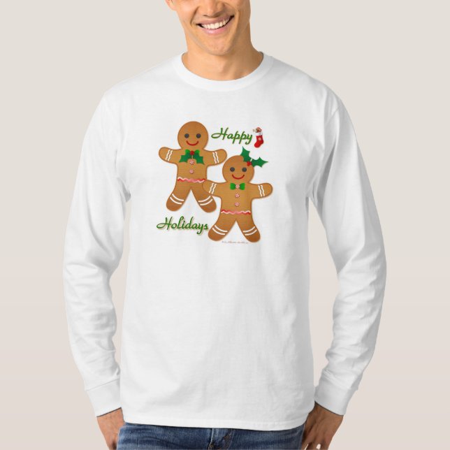 Happy Holiday Gingerbread Man Boy Girl T-Shirt (Front)
