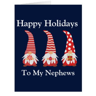 Happy holiday Gnomes to nephews Christmas Card