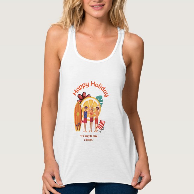 Happy Holiday Hello Summer Beach Vibes      Singlet (Front)