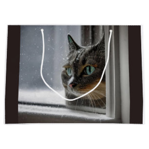 Happy Holiday Kitty Cat Large Gift Bag