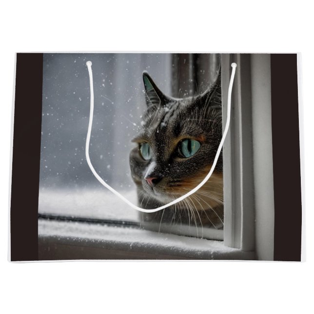 Happy Holiday Kitty Cat Large Gift Bag (Front)