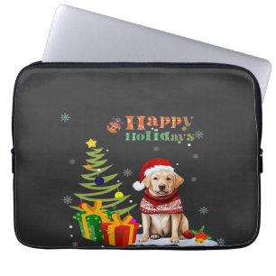 Happy Holiday Labrador Retriever Dog Christmas Tre Laptop Sleeve