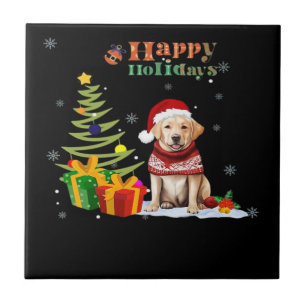 Happy Holiday Labrador Retriever Dog Christmas Tre Tile