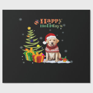 Happy Holiday Labrador Retriever Dog Christmas Tre Wrapping Paper
