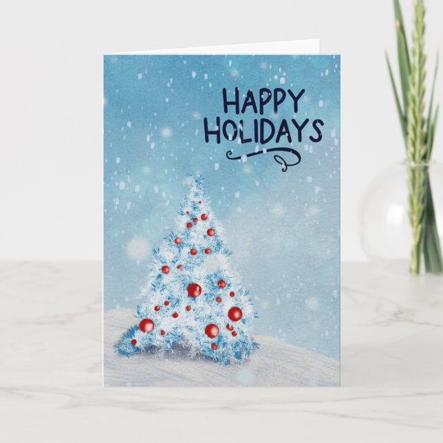 Happy Holiday Merry Christmas Tree Card (Front)