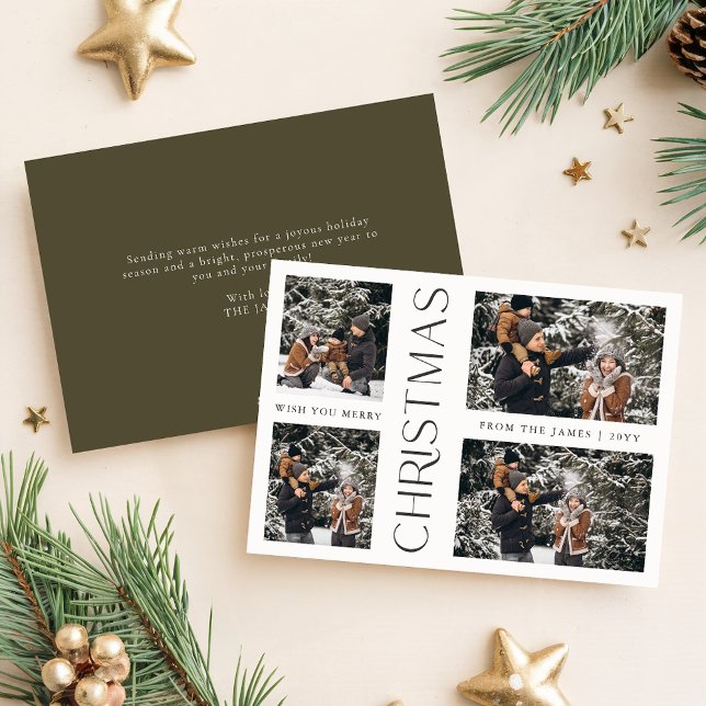 Happy Holiday Modern Family Photo Christmas Card (Creator Uploaded)