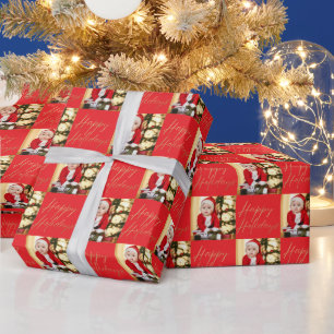 Happy Holiday One Photo Personalised Wrapping Paper