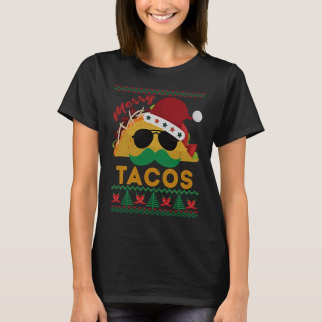 Happy Holiday Party Merry Taco Ugly Christmas Mexi T-Shirt (Front)