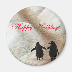 Happy Holiday Penguins Magnet