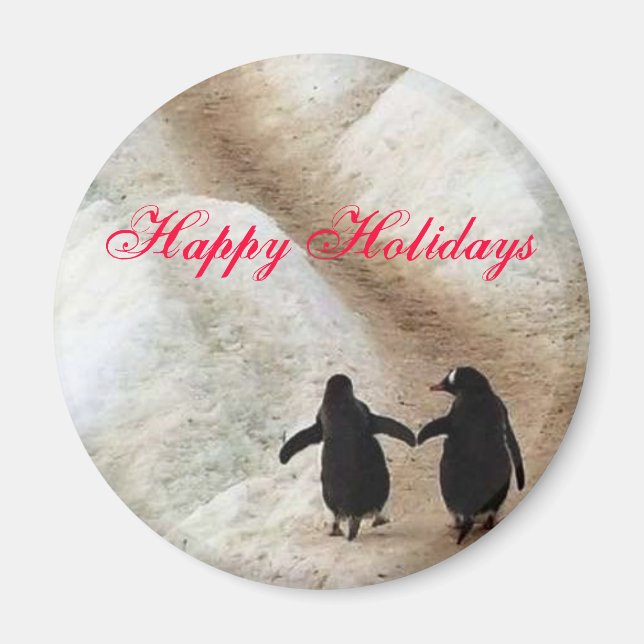 Happy Holiday Penguins Magnet (Front)
