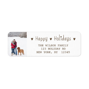 HAPPY HOLIDAY PHOTO RETURN ADDRESS LABEL