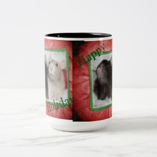 Happy Holiday Ratties Two-Tone Coffee Mug