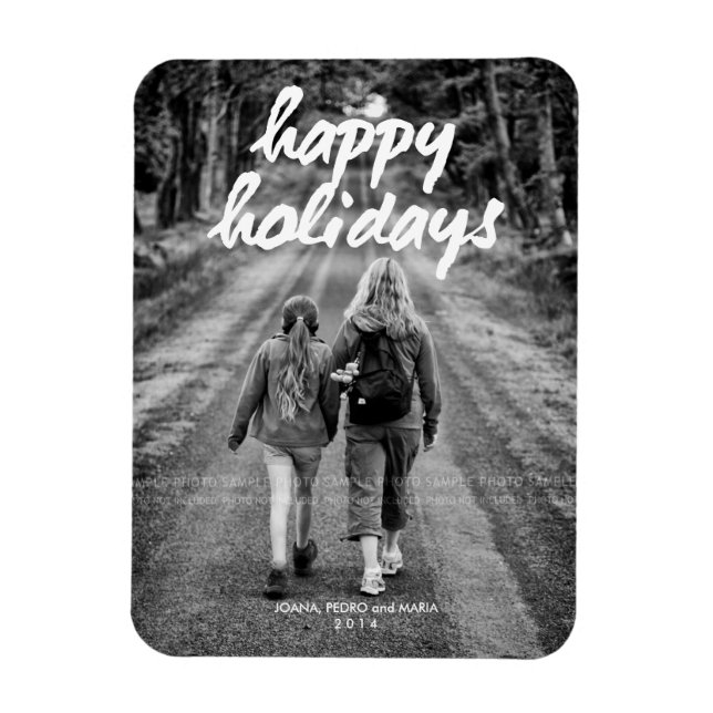 Happy Holiday Refrigerator Magnets Picture Family (Vertical)