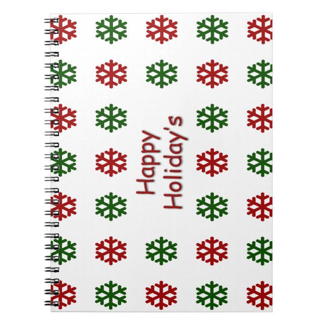 Happy Holiday’s with a snowflake pattern Notebook (Front)