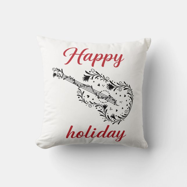 Happy Holiday Script Throw Pillow | Minimal Festiv (Front)
