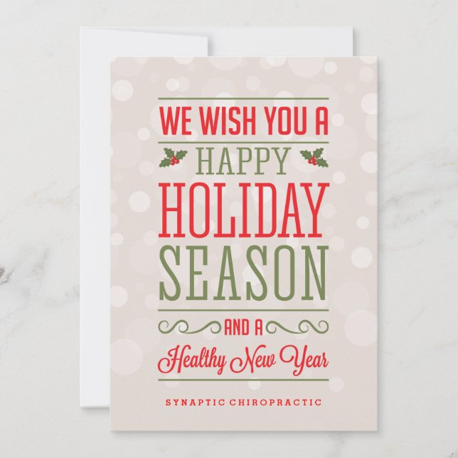 Happy Holiday Season Corporate Healthcare Cards (Front)