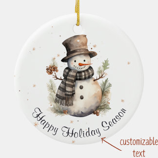 Happy Holiday Season Personalizable Xmas Ornament