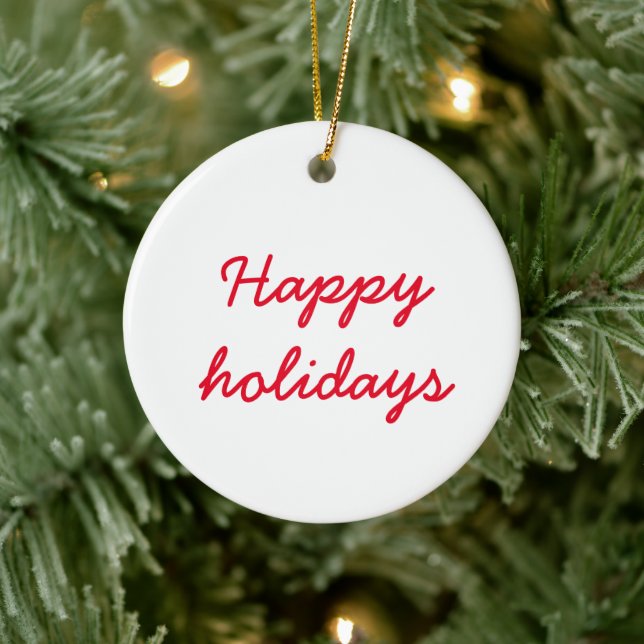 Happy holiday simple editable custom ceramic tree decoration (Tree)
