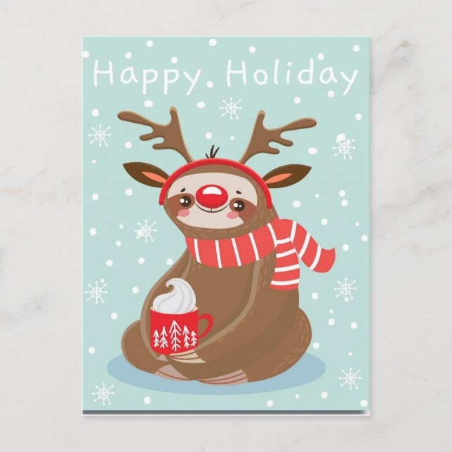 Happy Holiday Sloth Postcard (Front)