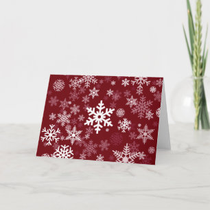 Happy Holiday Snowflakes Pattern on burgundy red