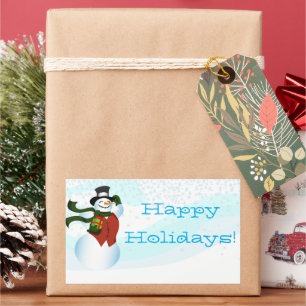 Happy Holiday Snowman Rectangular Sticker