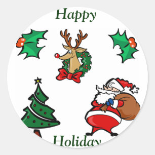 Happy Holiday_ Sticker_by Elenne Classic Round Sticker