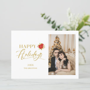 Happy Holiday Whimsical Poinsettia Christmas Photo