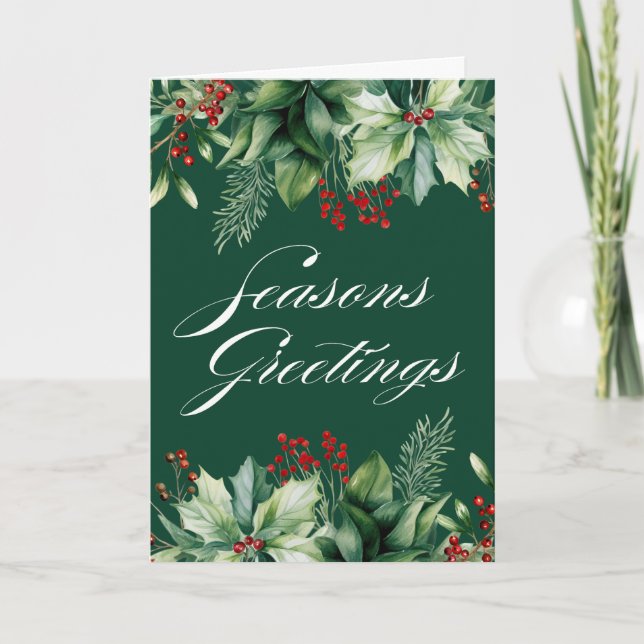 Happy Holiday Winter Greenery  Card (Front)