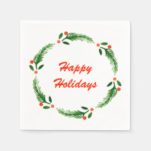 Happy Holiday Wreath Napkin