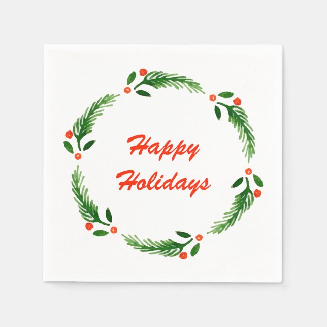 Happy Holiday Wreath Napkin (Front)