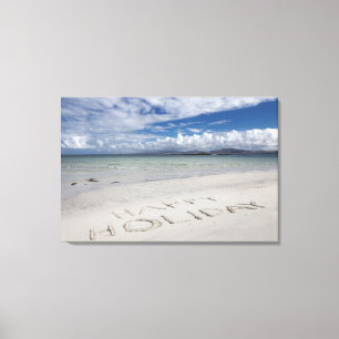 Happy Holiday Written On Eilogarry Beach Canvas Print