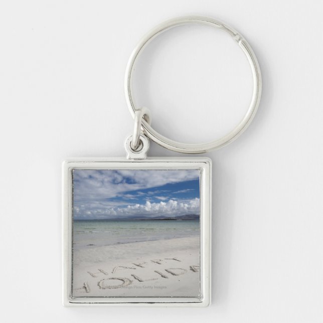Happy Holiday Written On Eilogarry Beach Key Ring (Front)