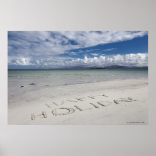 Happy Holiday Written On Eilogarry Beach Poster