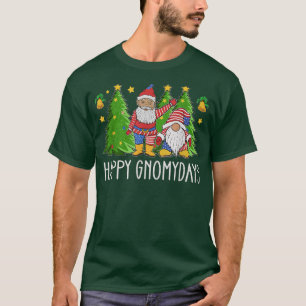 Happy Holiday Xmas Patriotic Gnome Santa American T-Shirt