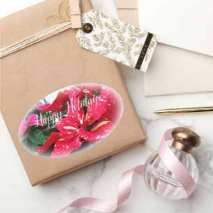 Happy Holidays 楕円形シール Oval Sticker