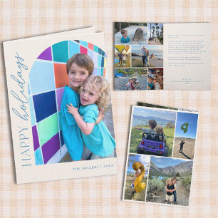 Happy Holidays 11 Photo Collage Newsletter Folded Holiday Card