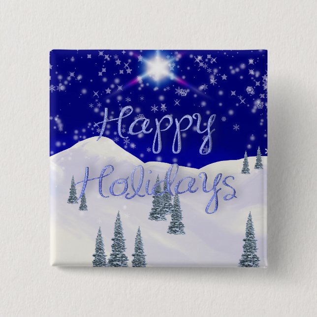 Happy Holidays 15 Cm Square Badge (Front)