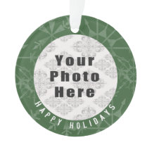 Happy Holidays 1 Photo Green Snowflake / Text