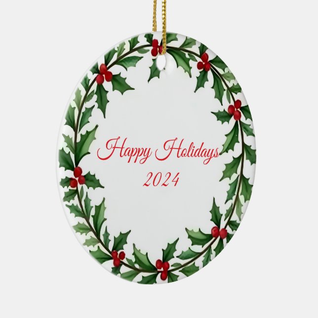 Happy Holidays 2024 | Christmas Wreath Ornament (Right)