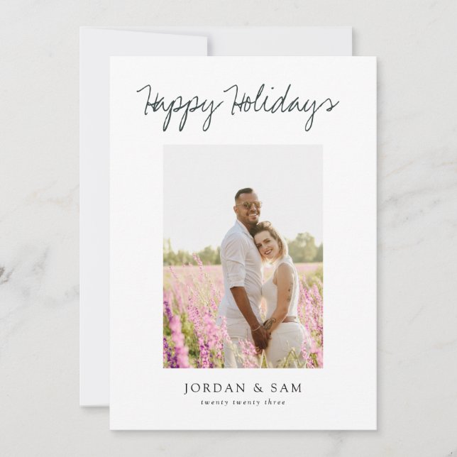 Happy Holidays 2-Photo Couple Holiday Card (Front)