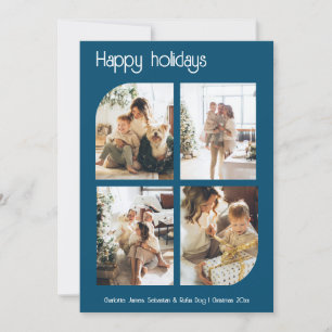 Happy Holidays 4 Photo and Text Personalised Holiday Card