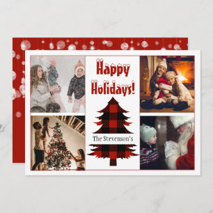 Happy Holidays 4 Photo Collage Personalised Holiday Card